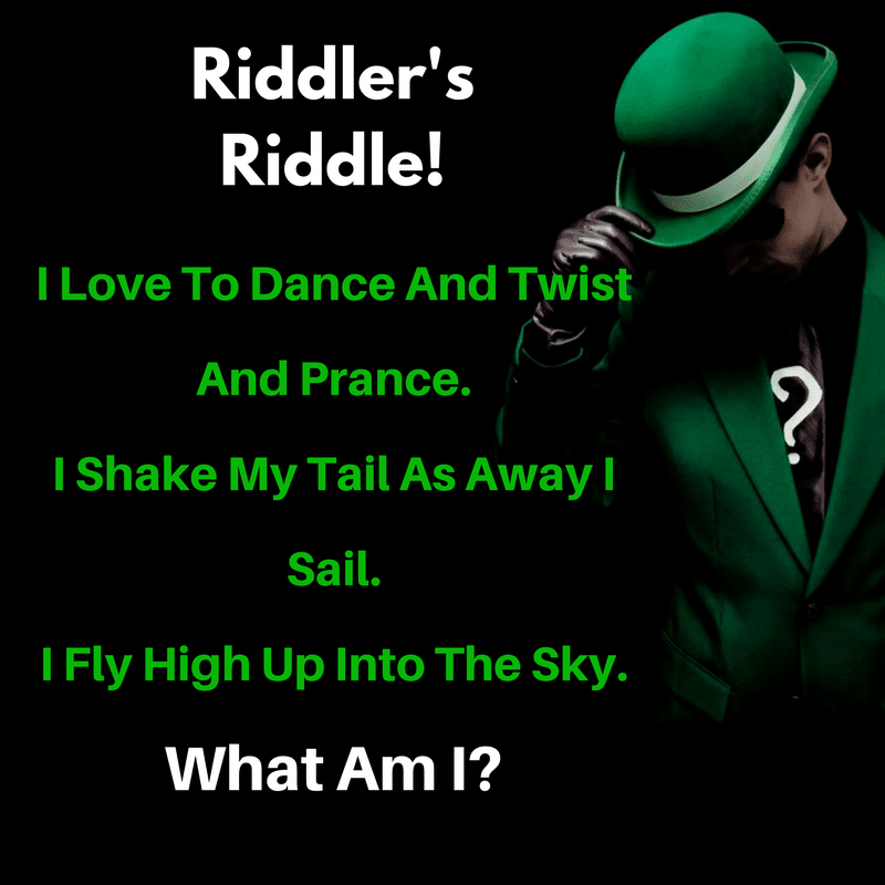 A riddle by Riddler: I love to dance and twist and prance. I shake my tail as away I sail. I fly high up into the sky. What am I?