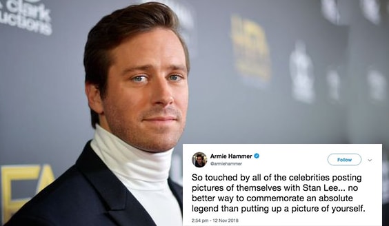 Armie Hammer Apologises Publicly For His Stan Lee Comments After His Death