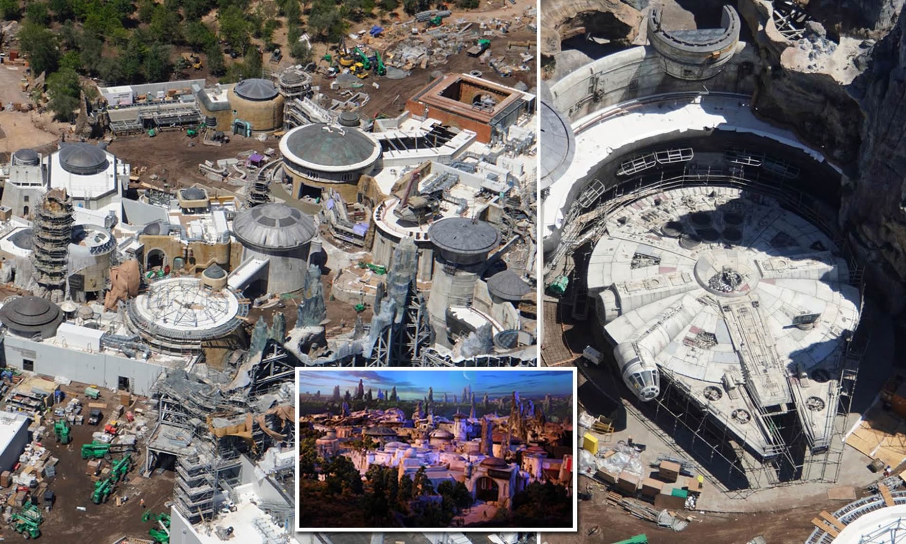 Aerial photos of construction of the star wars theme park