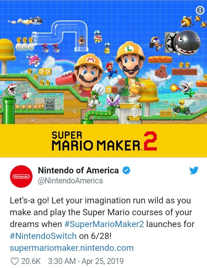 Release date of Super Mario Maker 2 announced by Nintendo