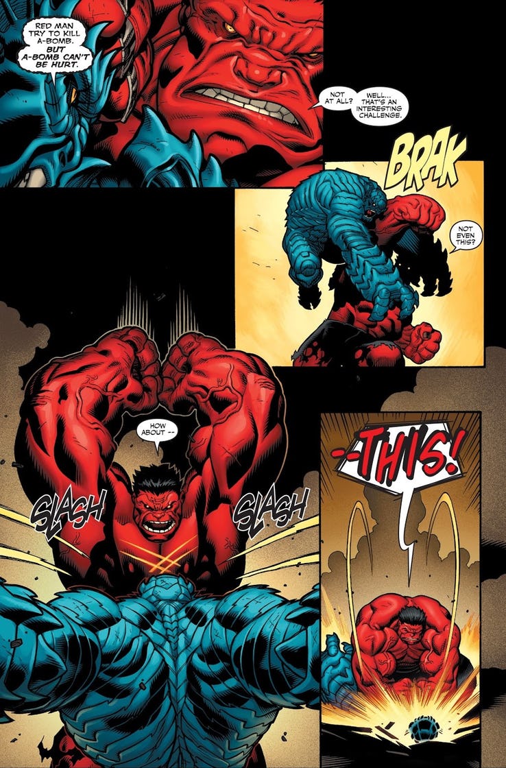 red hulk vs a bomb