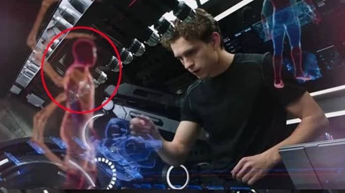 Peter Parker working on the Iron Spider Suit in the new Spiderman Far From Home TV Spot