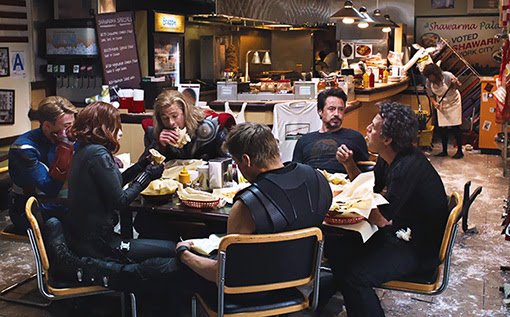 The shawarma scene was improvised in The Avengers. Pic courtesy: ew.com
