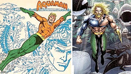 A comparison of original aqua man and the makeover 