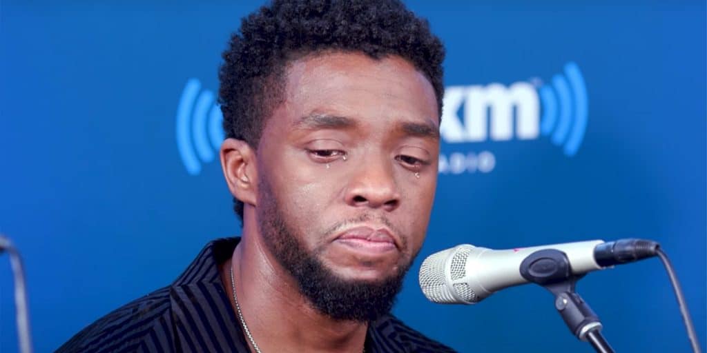 Boseman gets emotional during interview