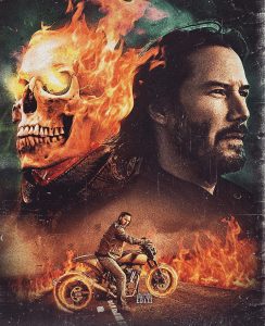 A presentation of How Keanu Reeves would look as Ghost Rider
