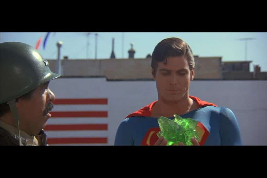 Superman holding synthetic kryptonite