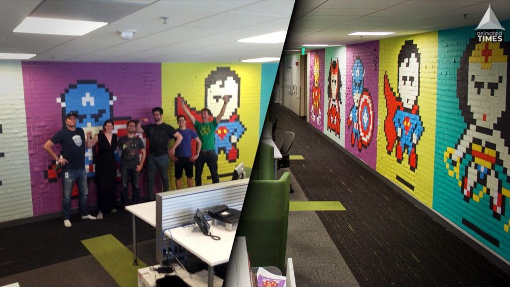 Superhero Decor Designer Uses 8024 Post It S To Give Office Walls   3 16 1024x576 