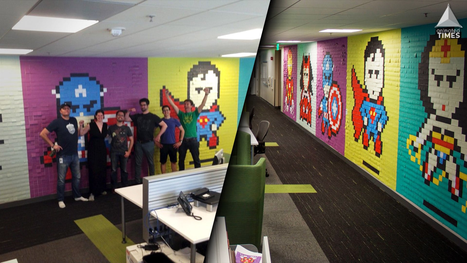 Superhero Decor: Designer Uses 8024 Post It’s To Give Office Walls Brand New Look