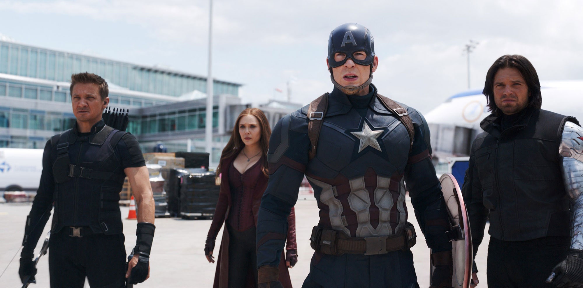 A still from Captain America: Civil War showcasing team Captain America