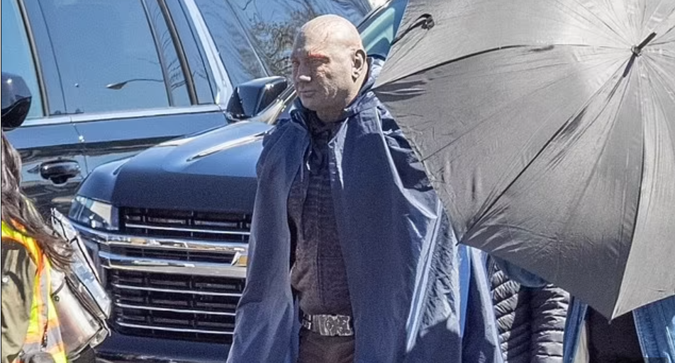 Dave Bautista as Drax on the set of GOTG 3