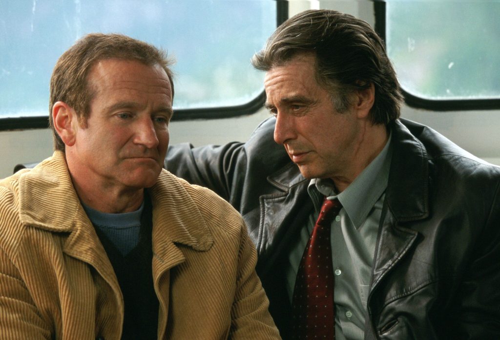 Al Pacino as Will Dormer and Robin Williams as Walter Finch from the 2002 Insomnia