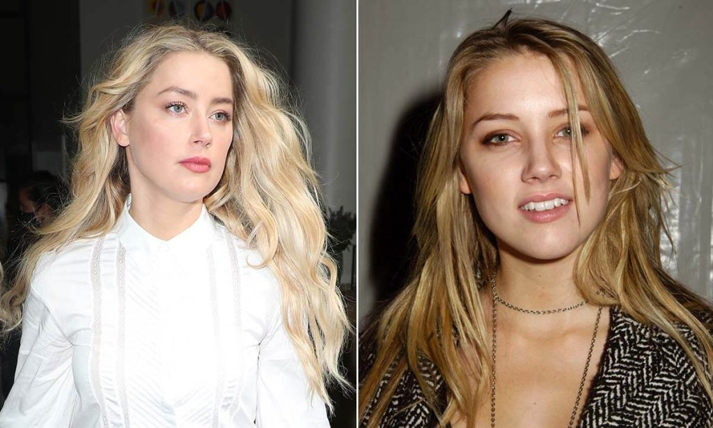 Amber Heard in 2020 and in 2015