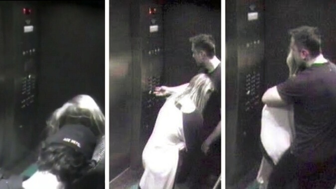 Amber Heard with Elon Musk in the elevator