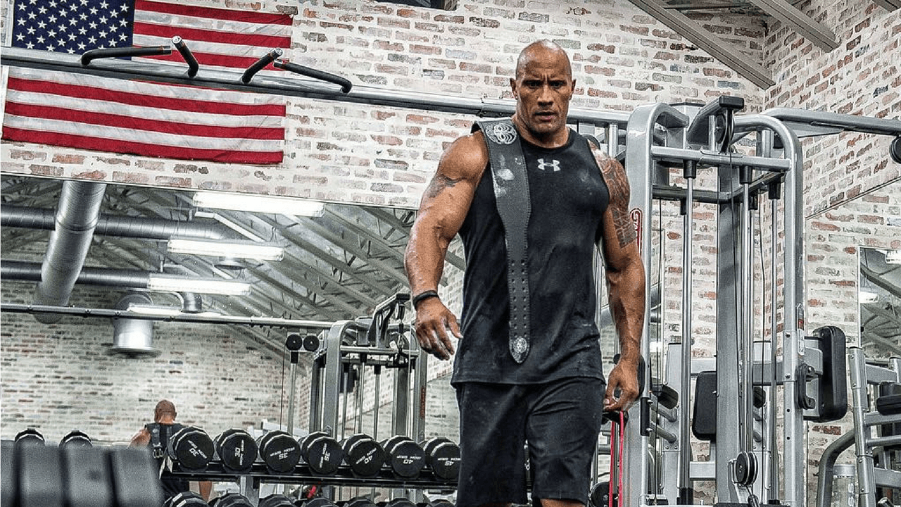 Dwayne Johnson in his Home Gym