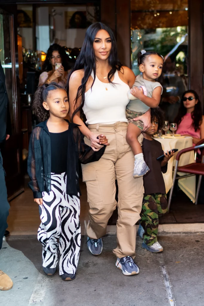 Kim Kardashian with her kids