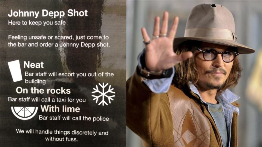 Johnny Depp shot - a signboard within the bar