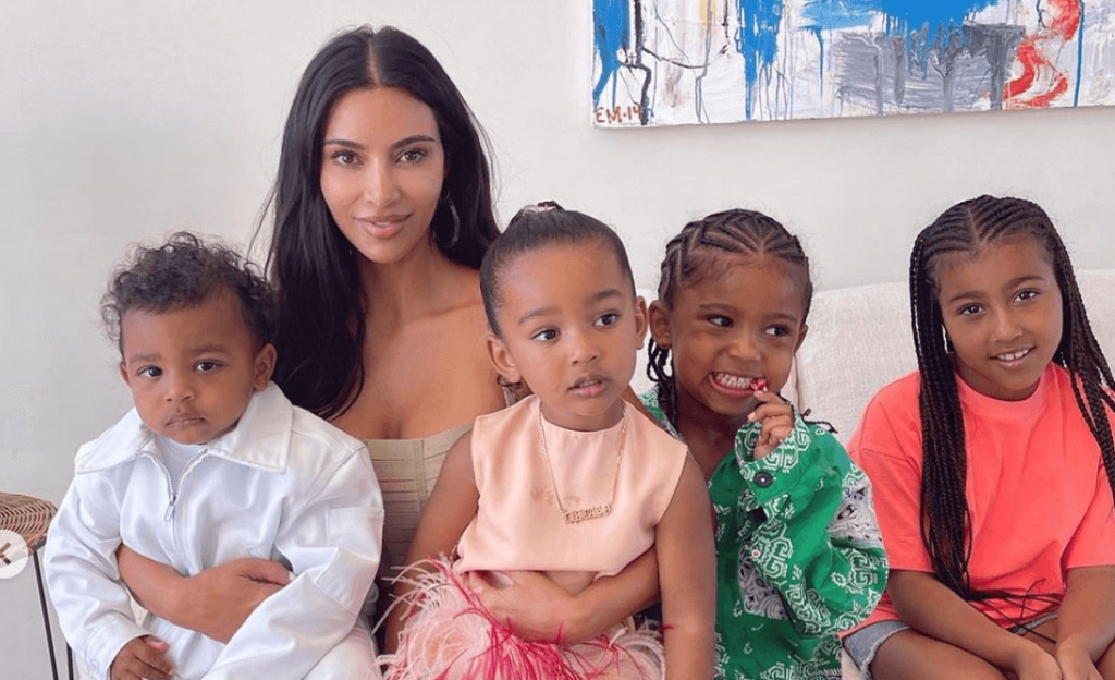 Kim K with her kids