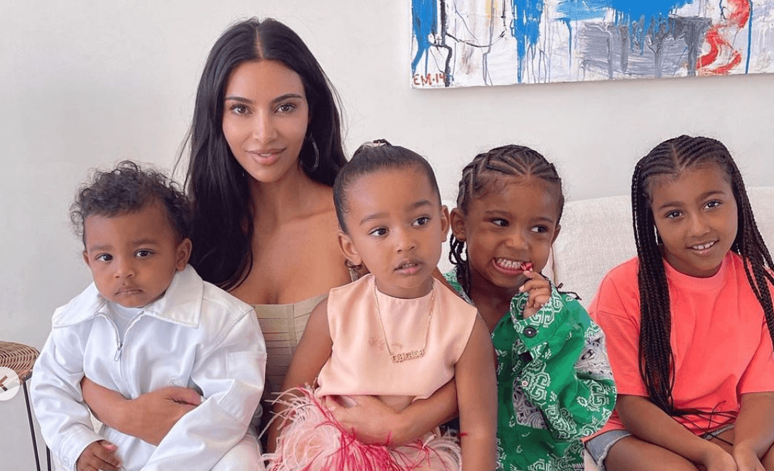 Kim Kardashian with her children