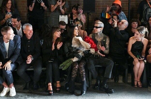 Kourtney Kardashian and Travis Barker at Boohoo collab New York Fashion Week show