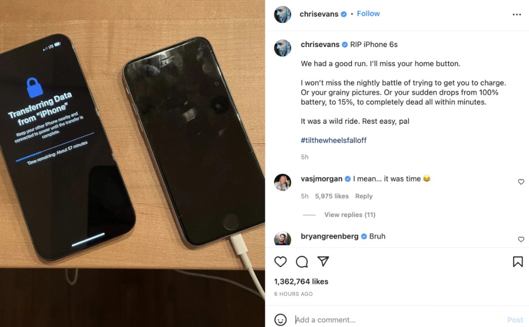Chris Evans's old iphone