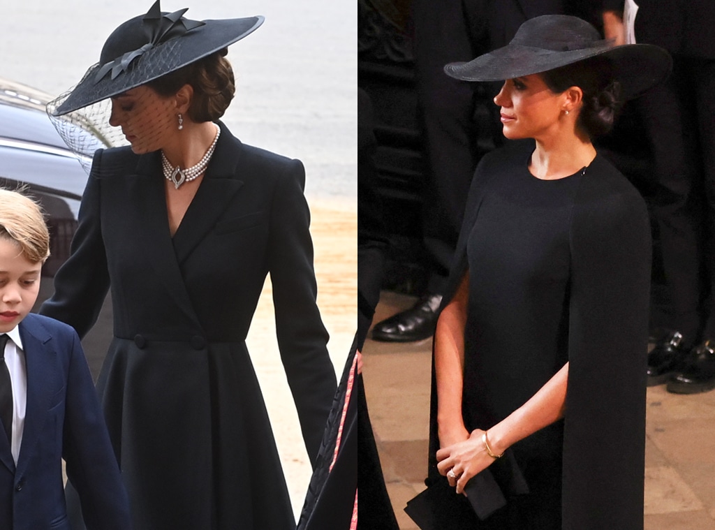 Meghan Markle and Kate Middleton at Queen Elizabeth's funeral