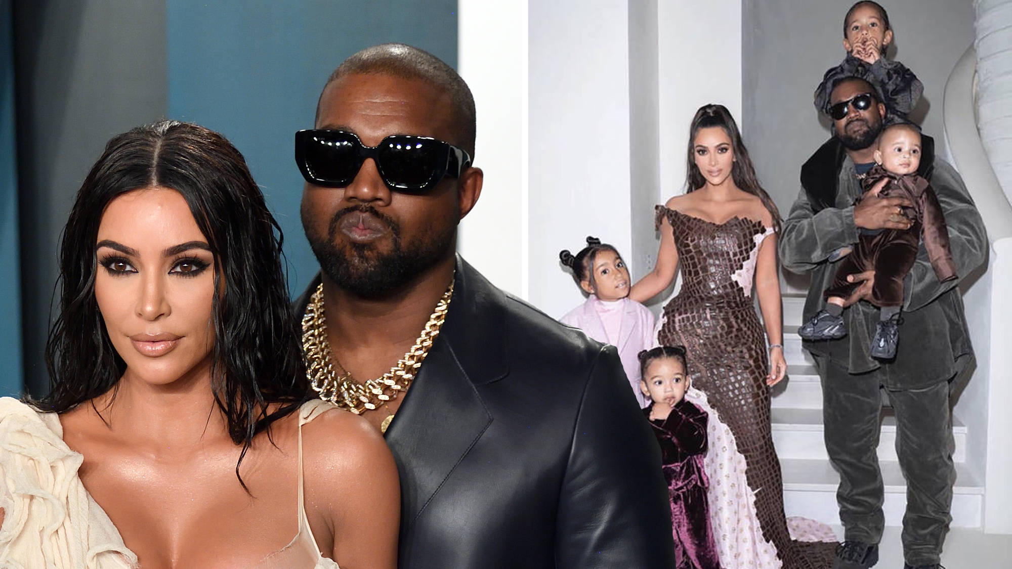Kim Kardashian And Kanye West with children