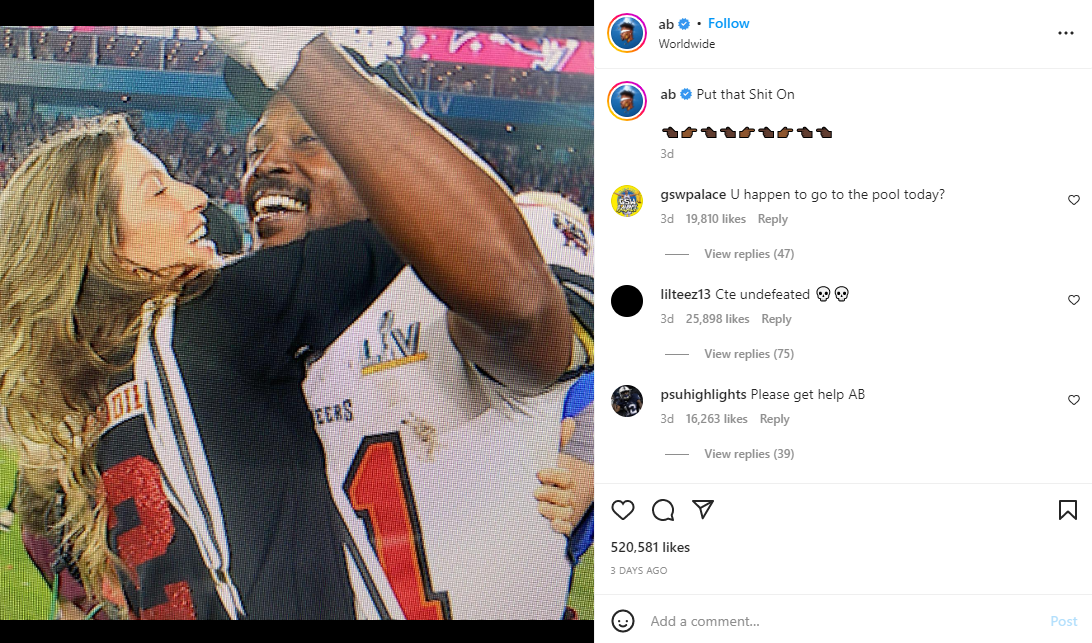 Antonio Brown Posted A Picture Of Gisele Hugging Him On Instagram