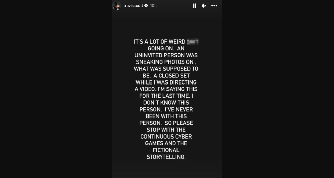 Travis Scott's Instagram story