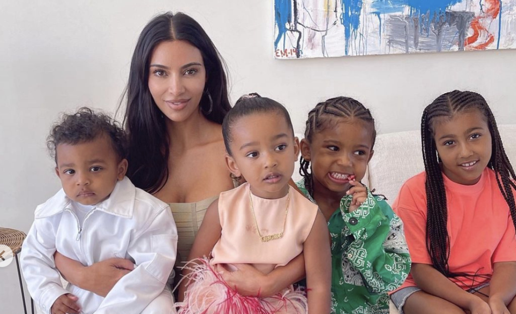 Kim K with her kids