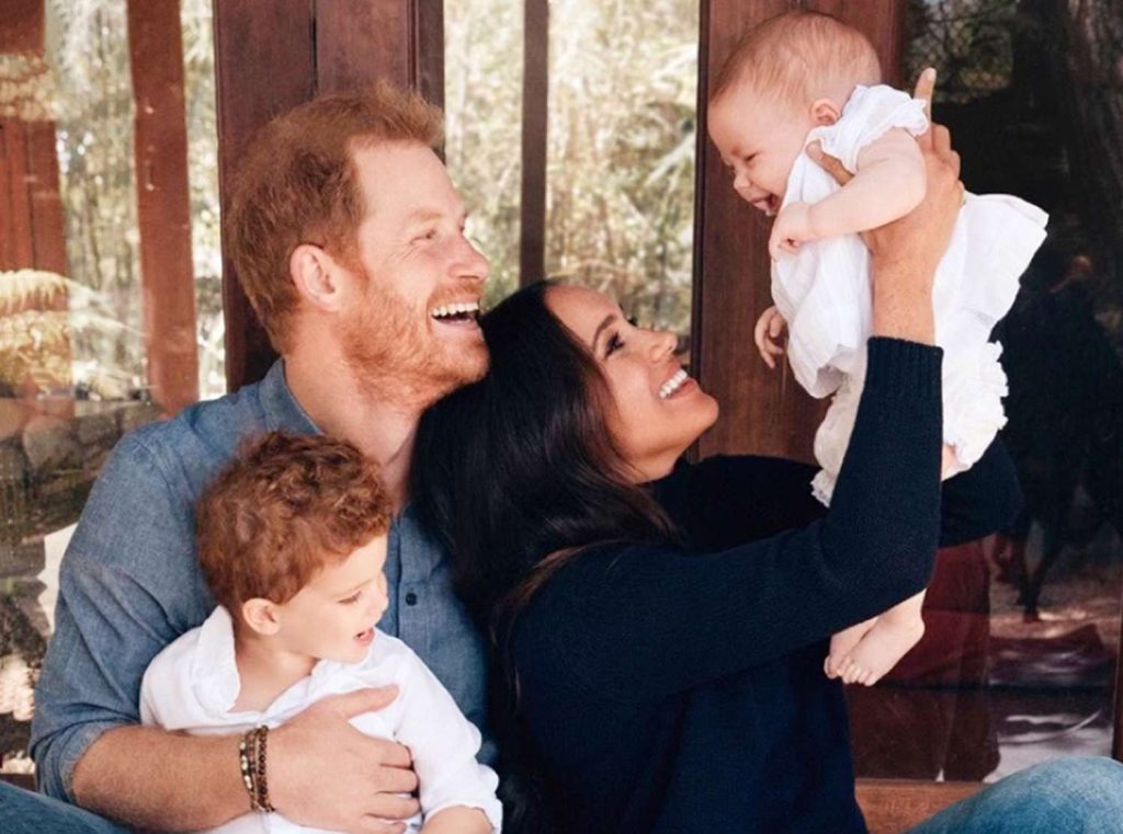 Prince Harry and Meghan Markle with their children