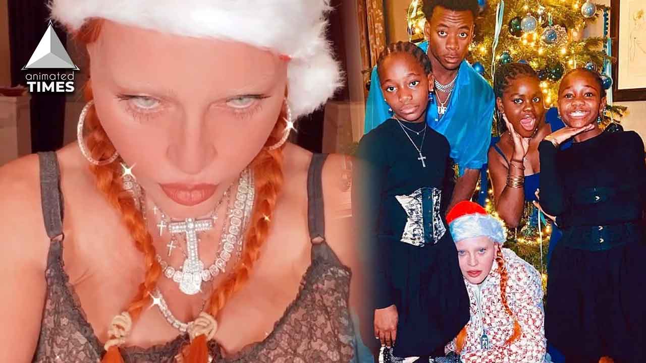 Madonna Posing in a Lingerie For a Family Christmas Photo Angers Fans
