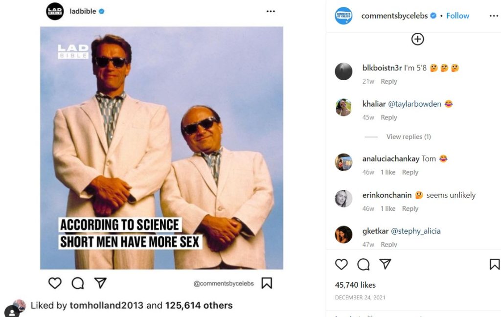 Tom Holland liked a hilarious IG post