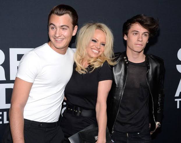 Pamela Anderson along with her sons