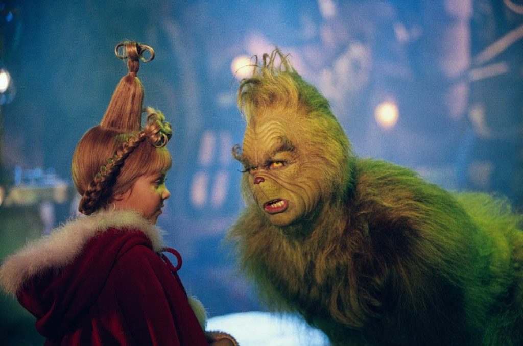 Jim Carrey as Grinch in the movie, How the Grinch Stole Christmas