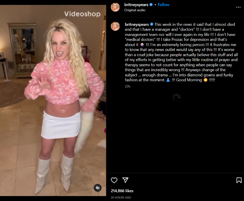 Britney Spears admits taking medicine for depression