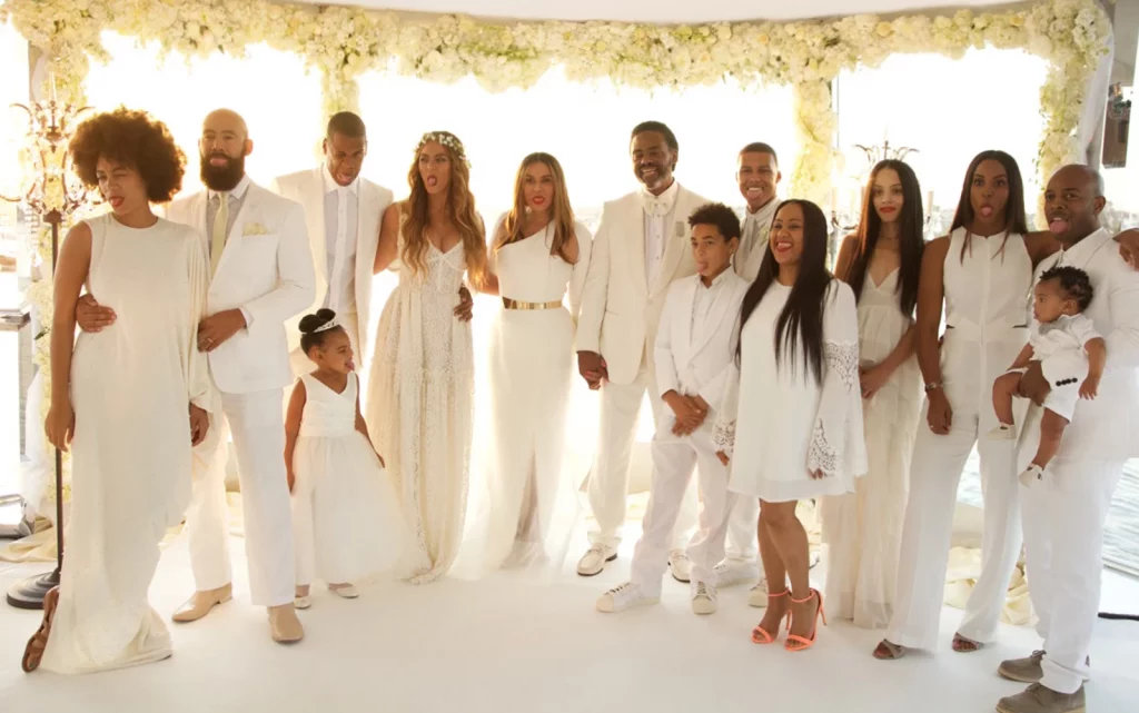 Tina Knowles' whole family during her wedding in 2015