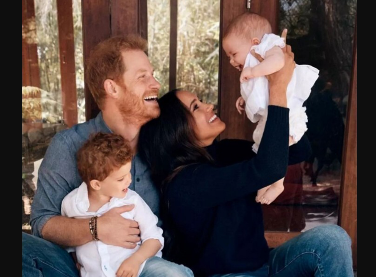 Prince Harry and Meghan Markle with their children