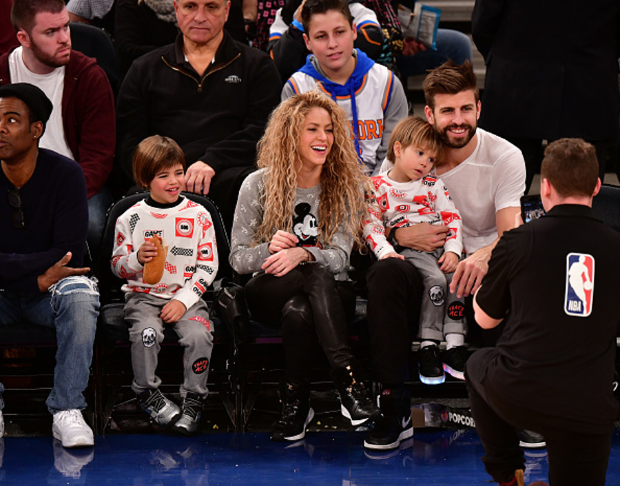 Gerard Pique and Shakira with their Children