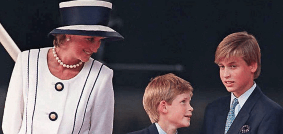 Prince Harry with Princess Diana and Prince William 