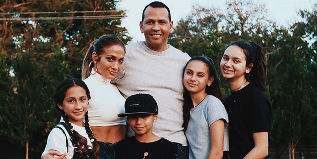 Alex Rodriguez and Jennifer Lopez with their kids