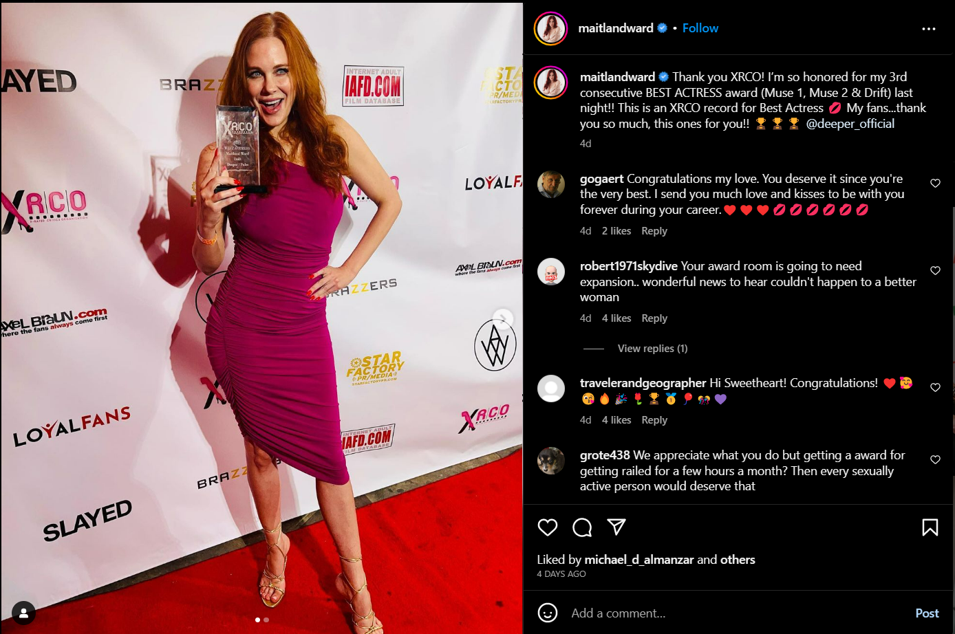 My Fans Thank You So Much Former Disney Actor Turned Adult Film Star Maitland Ward Wins 3327