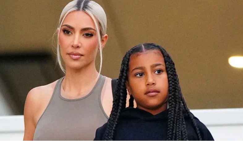 Kim Kardashian with her daughter