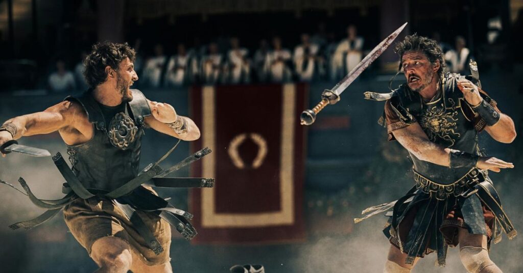 Paul Mescal and Pedro Pascal in Gladiator II