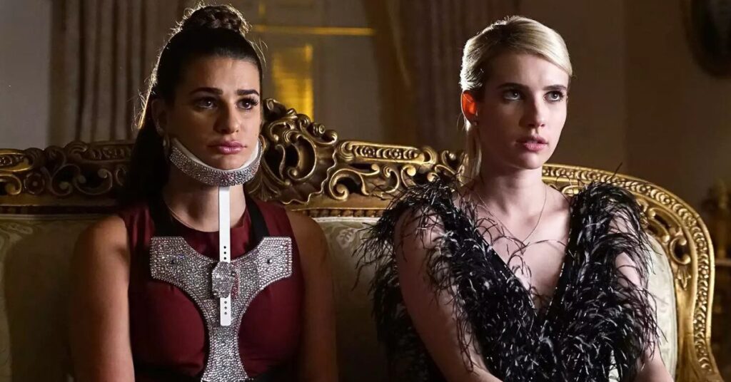 Lea Michele and Emma Roberts in Scream Queens