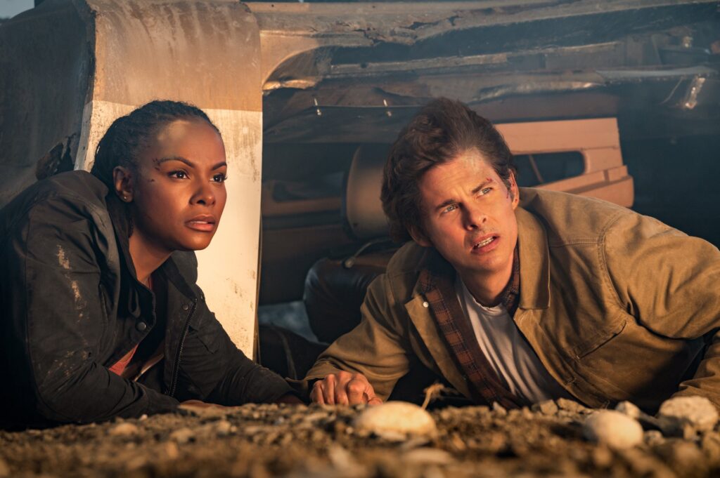 Tika Sumpter and James Marsden in Sonic the Hedgehog