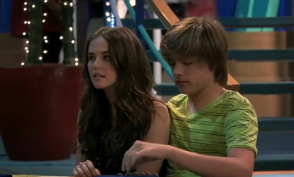 Zoey Deutch and Dylan Sprouse in The Suite Life on Deck