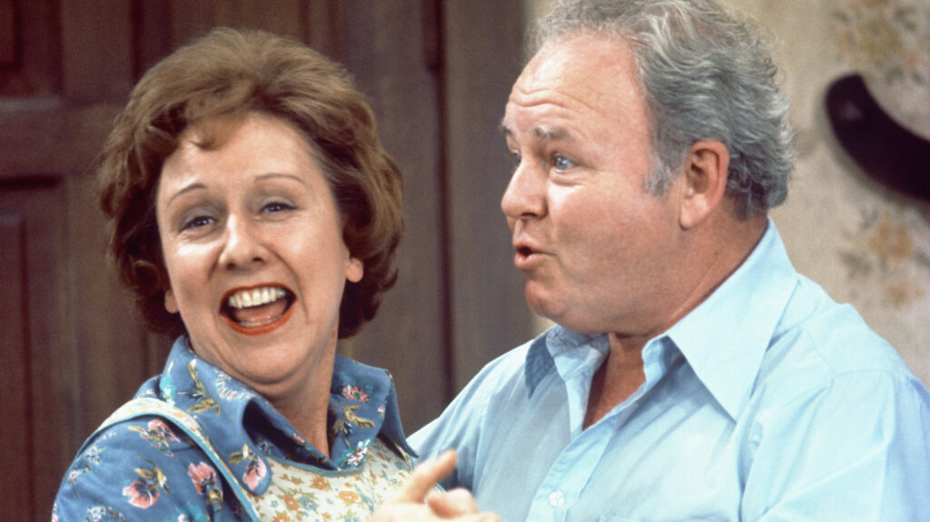 Jean Stapleton as Edith Bunker and Carroll O'Connor as Archie Bunker in All in the Family